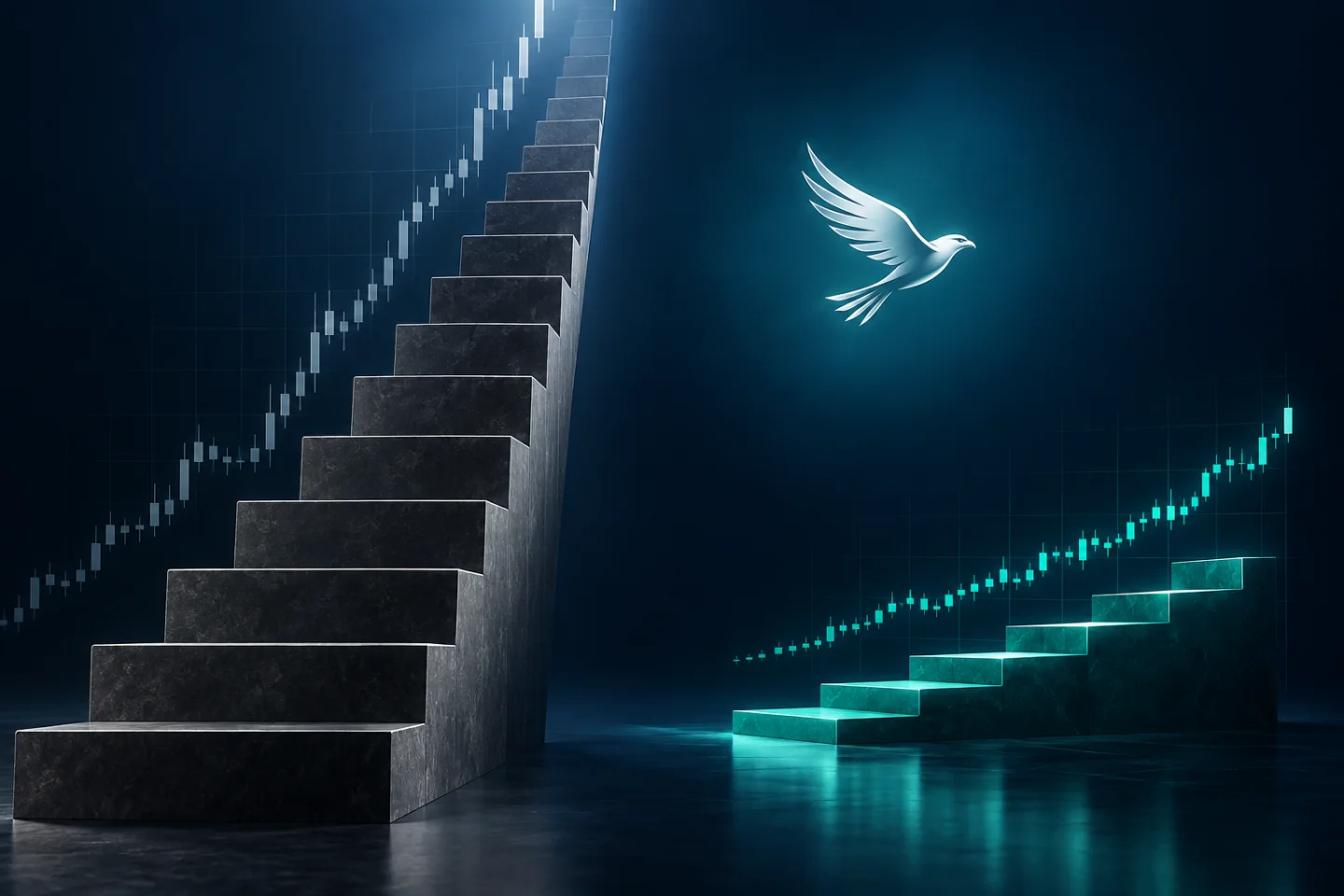 Doubling steps rising fast against small capped steps